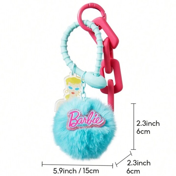 Miniso Barbie Shining Collection Fluffy Keychain (Blue) - Picture 3 of 5